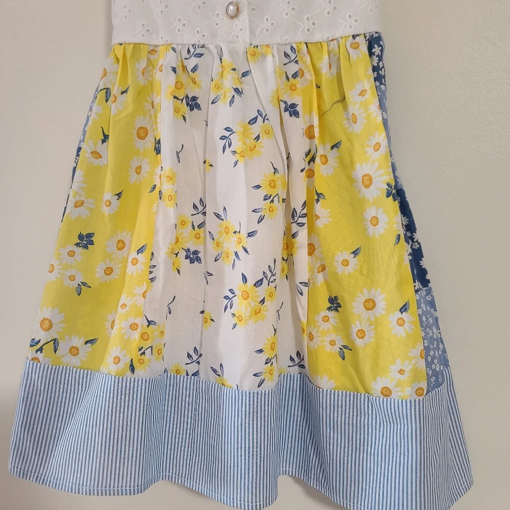 New Blueberi Boulevard Girls 4T Floral Summer Cotton Dress with Sunhat